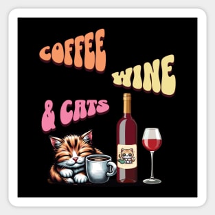 Coffee, wine and cats Sticker